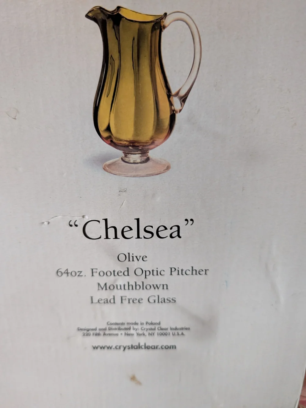 Olive Glass Pitcher with Clear Handle - Home Dining Serveware